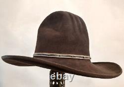 New John B Stetson 6x Beaver Fur Felt Custom Creased Cowboy Western Hat, 7 1/4