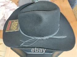 New Stetson Cowboy Hat Size 7 (Gus) Black 6X Beaver Felt