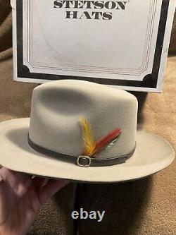 RARE Stetson James Dean Mens Tan Beaver Fur Felt 4x Cowboy Hat Original Box