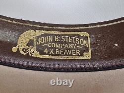 RARE Vintage Hat Tan John B Stetson Company 4X Beaver The Open Road 7 56