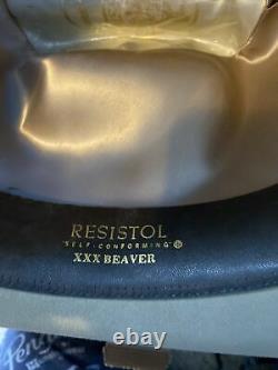 RESISTOL 3X BEAVER FELT BEIGE COWBOY HAT With Feather SIZE 7 3/8