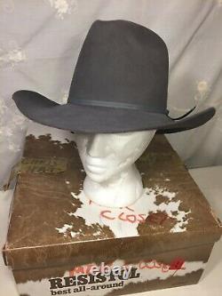 RESISTOL 4X BEAVER 4 XXXX Granite Grey Tycoon Cowboy Hat with Box (Size 7) EUC