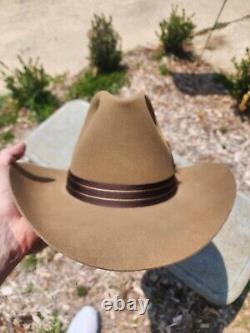 RESISTOL COWBOY HAT 3 XXX Beaver Self Conforming Brown Feather Band Size 7 1/8