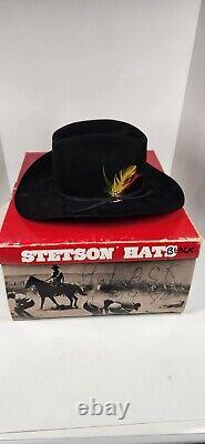 Rare 1984 John B Stetson XXXX 4X Beaver Black Cowboy Feather Band Size 7 1/8