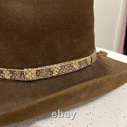 Rare Resistol Stagecoach Brown Beaver Fur Diamondback Rattlesnake Band Hat 7 USA