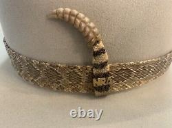 Rare Stetson NRA 4X Silverbelly Cowboy Hat, Rattlesnake Skin Band. 7 1/4. NEW