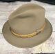 Rare Vtg Stetson Beige Cinch Genuine Fur Felt Dbl Rope Trim Cowboy Hat 7 1/8