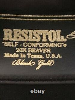 Resistol 20X Beaver Fur Felt Cowboy Hat 7-5/8 Men's Black Gold Low Crown