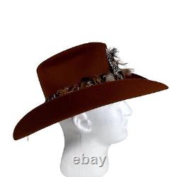 Resistol 3X Beaver LAS VEGAS Brown WHISKY Cowboy Hat w Feathers Armadillo Size 7