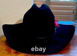 Resistol 4X Beaver Western Cowboy Hat Long Oval Black 7 3/8- SHARP