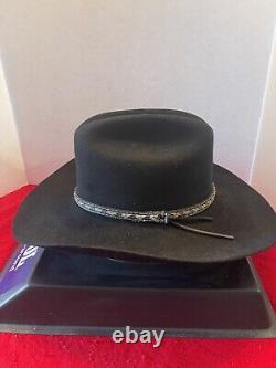 Resistol 5X Black Beaver Long Oval Western Hat 7 Braided Leather Hat Band