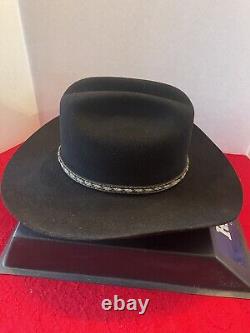 Resistol 5X Black Beaver Long Oval Western Hat Size 7 Braided Leather Hat Band