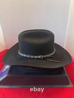 Resistol 5X Black Beaver Long Oval Western Hat Size 7 Braided Leather Hat Band