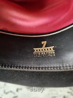 Resistol 7X Beaver Western Cowboy Hat Black Size 7 1/4- Vintage