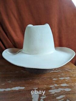 Resistol 7x Beaver 6 3/4 Vintage Cowboy Hat White Fur felt hand creased