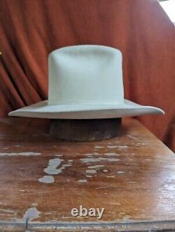 Resistol 7x Beaver 6 3/4 Vintage Cowboy Hat White Fur felt hand creased