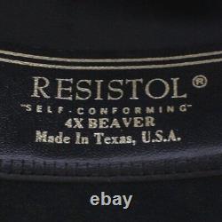 Resistol Beaver 4X Hat Cowboy Center Fold Wool Ribbon Usa Made Vintage 1/8 Black