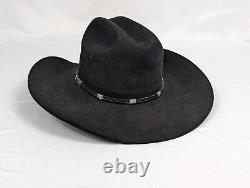 Resistol Bever Felt Cowboy Hat 4X Vintage Black Western Mens Size 7 Long Oval