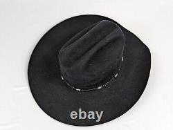 Resistol Bever Felt Cowboy Hat 4X Vintage Black Western Mens Size 7 Long Oval