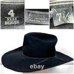 Resistol Black Beaver Cattleman Cowboy Hat sz 7 1/8 L 4XXXX Beaver