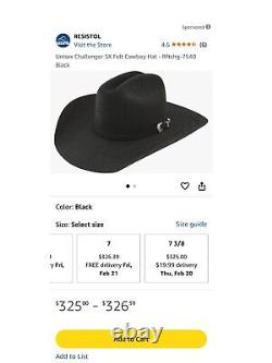 Resistol Challenger 5X Felt Cowboy Hat RFTCHG-7540 BLACK