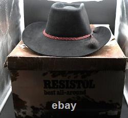 Resistol Cowboy Hat 7 1/2 Black Felt 4xxxx Beaver Quicksilver with BOX Texas USA