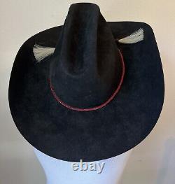 Resistol Cowboy Hat Beaver 4X Beaver Black Tassel USA Blue Ridge RARE Long Oval