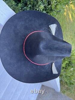 Resistol Cowboy Hat Beaver 4X Beaver Black Tassel USA Blue Ridge RARE Long Oval