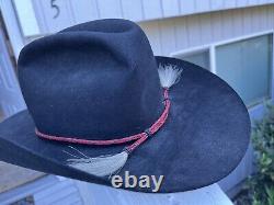 Resistol Cowboy Hat Beaver 4X Beaver Black Tassel USA Blue Ridge RARE Long Oval