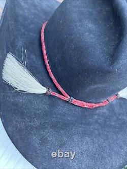 Resistol Cowboy Hat Beaver 4X Beaver Black Tassel USA Blue Ridge RARE Long Oval