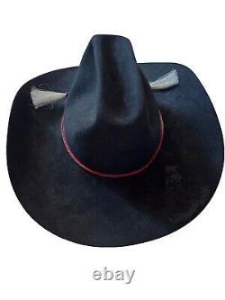 Resistol Cowboy Hat Beaver 4X Beaver Black Tassel USA Blue Ridge RARE Long Oval