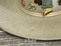 Resistol Men's Beige 3X Beaver Cowboy Hat Vintage Pins Attached Sz 6 5/8