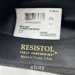 Resistol midnight 6X black modified cattleman crown felt cowboy hat size 6 7/8