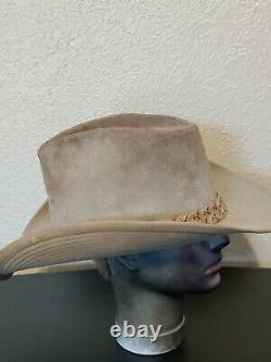 Resistol self conforming brown leather western cowboy hat 7 3/8
