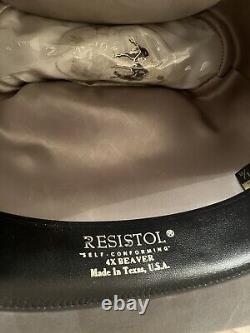 Resistor Grey Size 7 1/8 Made In Texas USA 4X Beaver Self-Conforming Western Hat