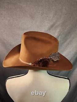 Resitol Cowboy Felt Hat Self-conforming 7 1/4 Brown Feather