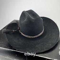 Rodeo King 5X Beaver Black Western Cowboy Hat Felt Men's Sz 7 1/4 USA w. BOX