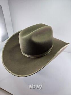Rodeo King 5X Beaver Felt Hat 7 5/8 Cowboy Light Brown Tan Trim