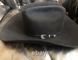 Rodeo King 7X Black Felt Cowboy Hat Long Oval Beaver