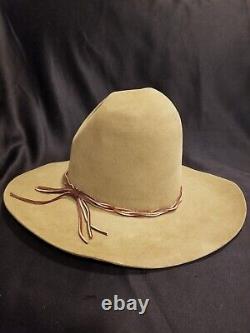 Rodeo King Beaver Quality 4XXXX Tan Brown Western Hat Braided Leather sz. 7 1/8