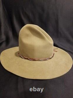 Rodeo King Beaver Quality 4XXXX Tan Brown Western Hat Braided Leather sz. 7 1/8
