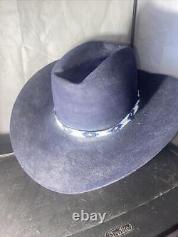 Rodeo King Blue Felt Hat Native Beads 7X Beaver Cowboy Hat Size 7