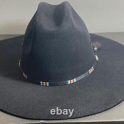 Rodeo King Fur Felt Cowboy Hat Size 7 5/8 Beaver 5X Black JOE BEAN Winning Edge