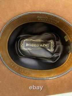 Rodeo King Hat 7X Whiske Dual Tone Bound Edge 4 1/2 Brim Felt Natural Band 7 1/4