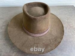 Rugged Beaver Felt Vintage Antique Old West Clint Eastwood Cowboy Hat 7 1/8 57cm
