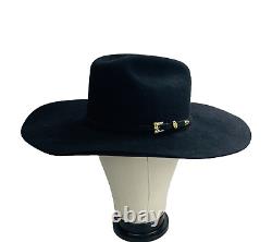 SERRATELLI 20X BEAVER BLACK HAT 4+ Brim Felt Western Cowboy Roper SZ 7 3/8 USA