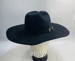 SERRATELLI 20X BEAVER BLACK HAT 4+ Brim Felt Western Cowboy Roper SZ 7 3/8 USA