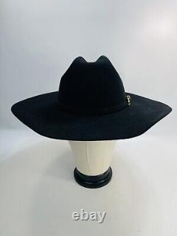 SERRATELLI 20X BEAVER BLACK HAT 4+ Brim Felt Western Cowboy Roper SZ 7 3/8 USA