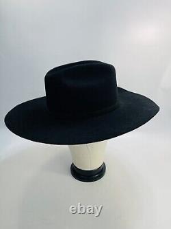 SERRATELLI 20X BEAVER BLACK HAT 4+ Brim Felt Western Cowboy Roper SZ 7 3/8 USA