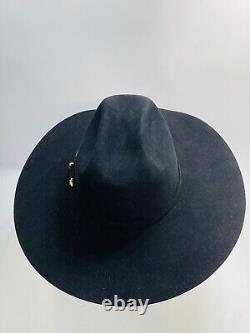 SERRATELLI 20X BEAVER BLACK HAT 4+ Brim Felt Western Cowboy Roper SZ 7 3/8 USA